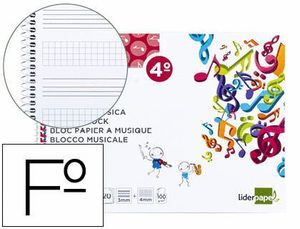 BLOC MUSICA LIDERPAPEL COMBI PENTAGRAMA 3MM MAS CUADRICULA DE 4MM PARA ANOTACIONES CUARTO20 HOJAS 10