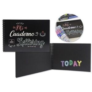 CUADERNO A5 LETTERING 32 HOJAS NEGRAS 180 GRMS